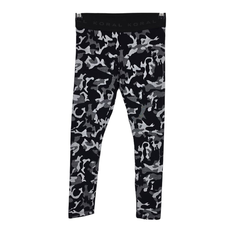 Koral By Ilana Kugel Black & Camo Mid Rise Knockout Crop Workout Leggings Size M